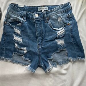 Almost Famous Distressed Blue Jean Shorts